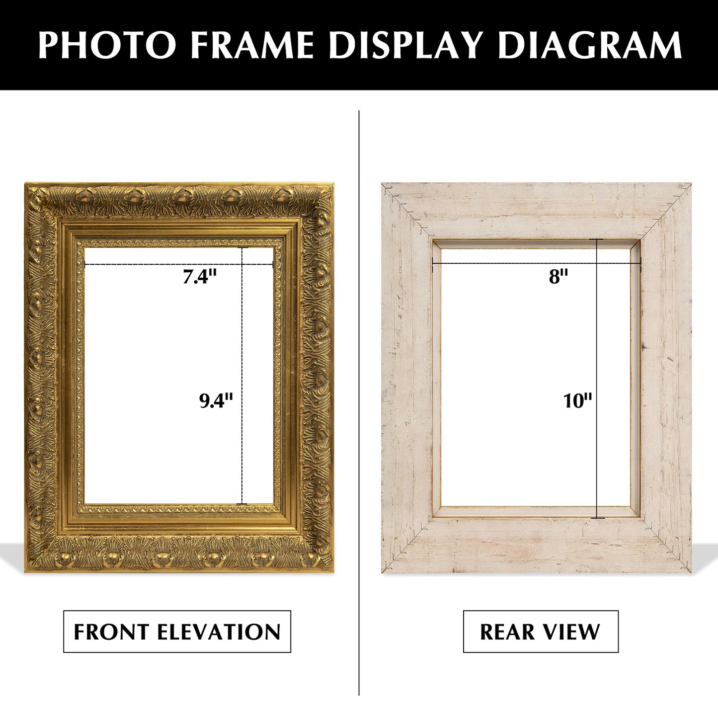 ARTGOW Solid Wood Frame for 8x10 Canvas Paintings, Finished Antique Ornate Gold Canvas Frames for Oil Painting Art Prints, for Home Living Room Wall Decor (Empty Frame Only, No Backboard and Glass)
