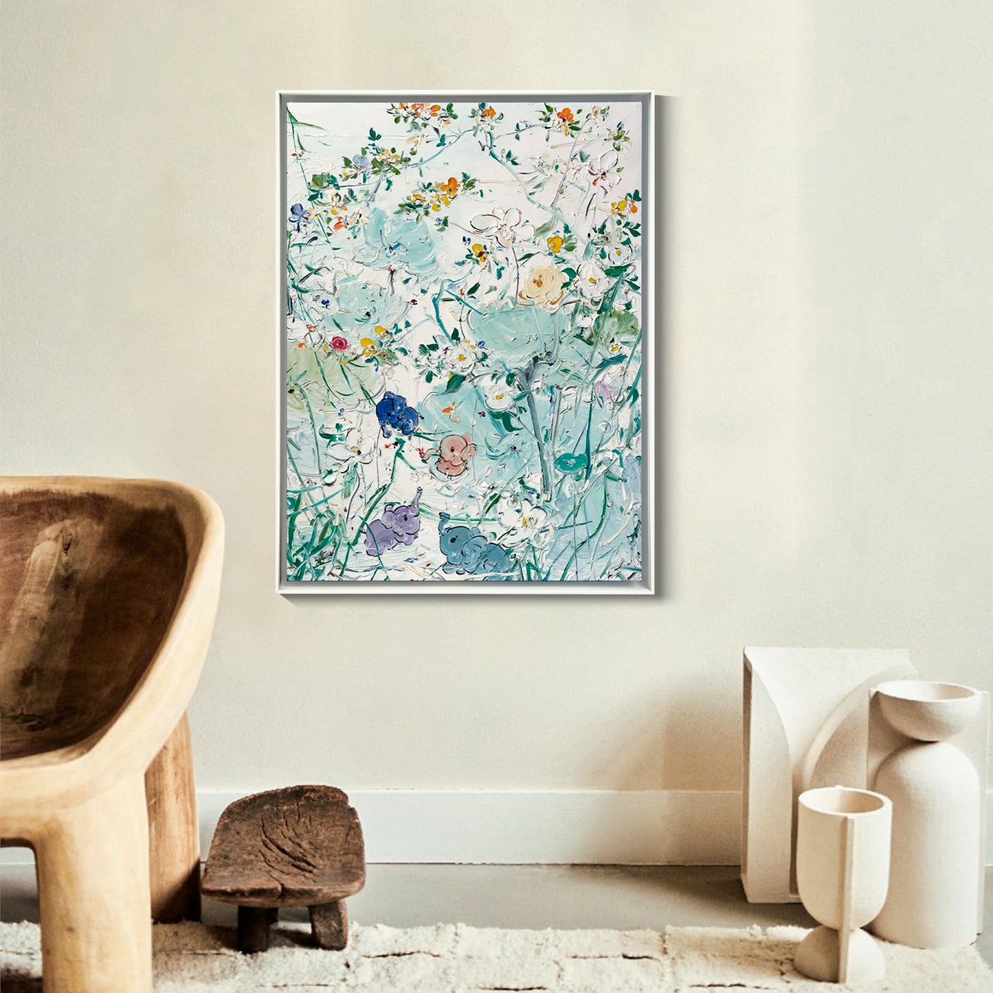 Metal floating frame, used for canvas oil painting, DIY canvas frame, 1.5 inches deep, floating frame, used for canvas print wall art/portrait/landscape living room bedroom kitchen decoration (dumb white)