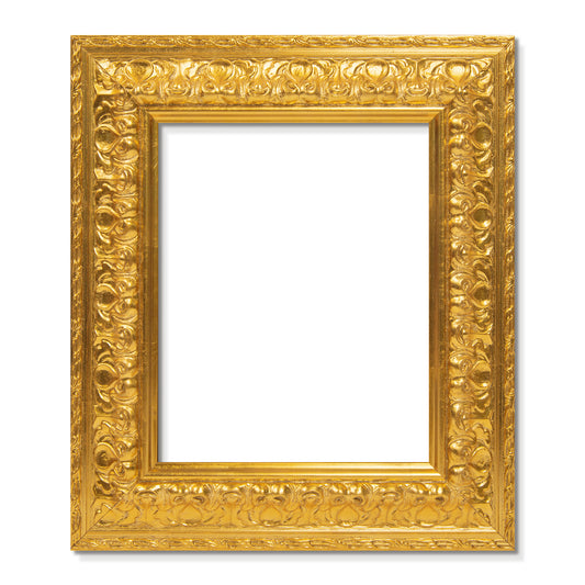 Solid Wood Frame for 8x10 Canvas Paintings, Finished Antique Ornate Patterned Gold Canvas Frames for Oil Painting Art Prints, for Home Living Room Wall Decor (Empty Frame Only, No Backboard and Glass)