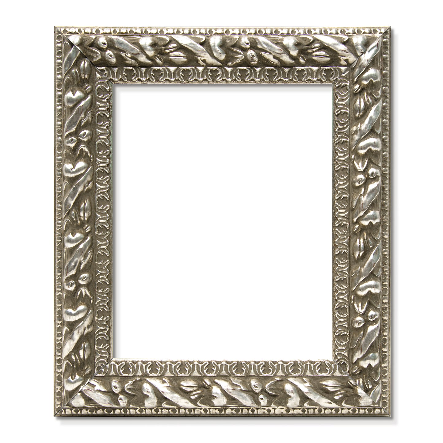 Solid Wood Frame for 8x10 Canvas Paintings, Finished Antique Ornate Retro Silver Canvas Frames for Oil Painting Art Prints, for Home Living Room Wall Decor (Empty Frame Only, No Backboard and Glass)
