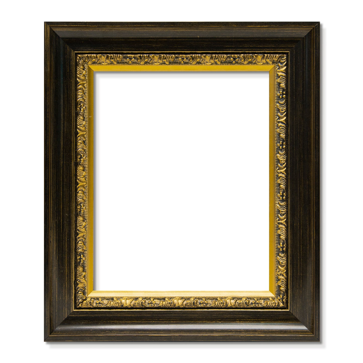 Solid Wood Frame for 8x10 Canvas Paintings, Finished Antique Ornate Black Gold Canvas Frames for Oil Painting Art Prints, for Home Living Room Wall Decor (Empty Frame Only, No Backboard and Glass)