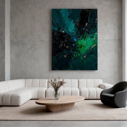 Abstract Oil Painting Wall Art Handmade Canvas Painting, Modern Home Decor Hand Painted: Green