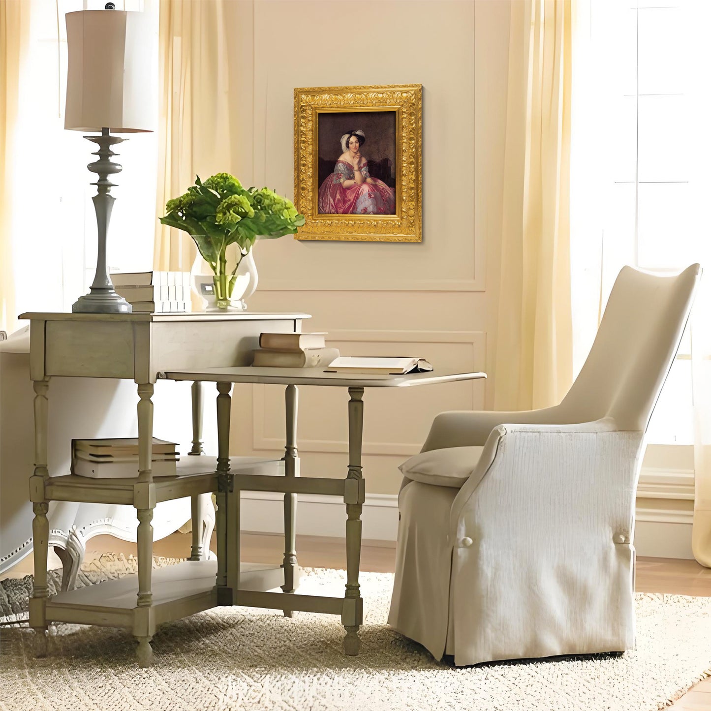 Solid Wood Frame for 8x10 Canvas Paintings, Finished Antique Ornate Patterned Gold Canvas Frames for Oil Painting Art Prints, for Home Living Room Wall Decor (Empty Frame Only, No Backboard and Glass)