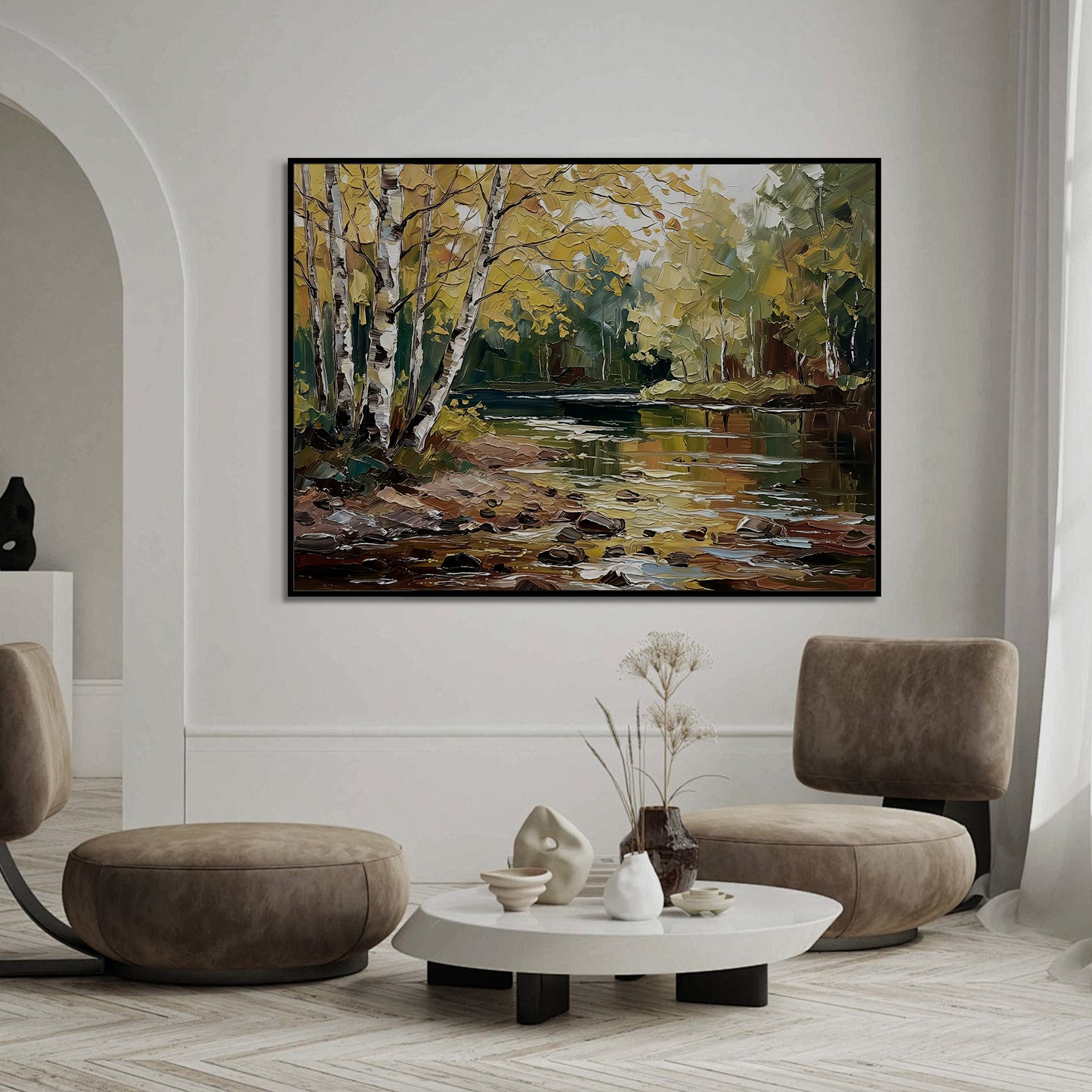 Modern Abstract Wall Art, Hand-painted Oil Painting for Living Room Home Decoration