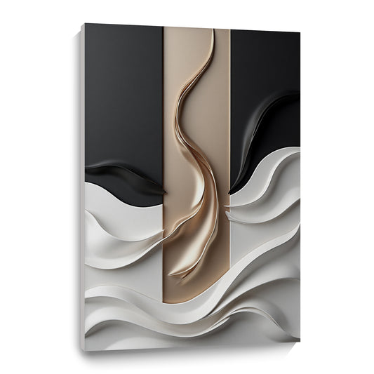 Beige, black and brown wall sculptures, 3D wooden wall art, simple wall-hung home decoration.