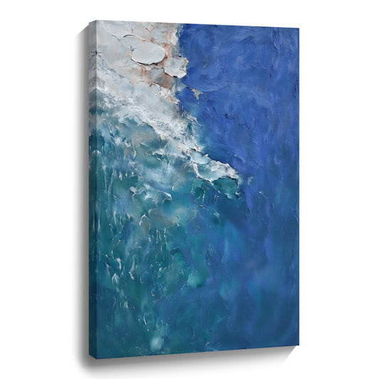 "Sea of Healing" modern abstract wall art, hand-painted oil painting.