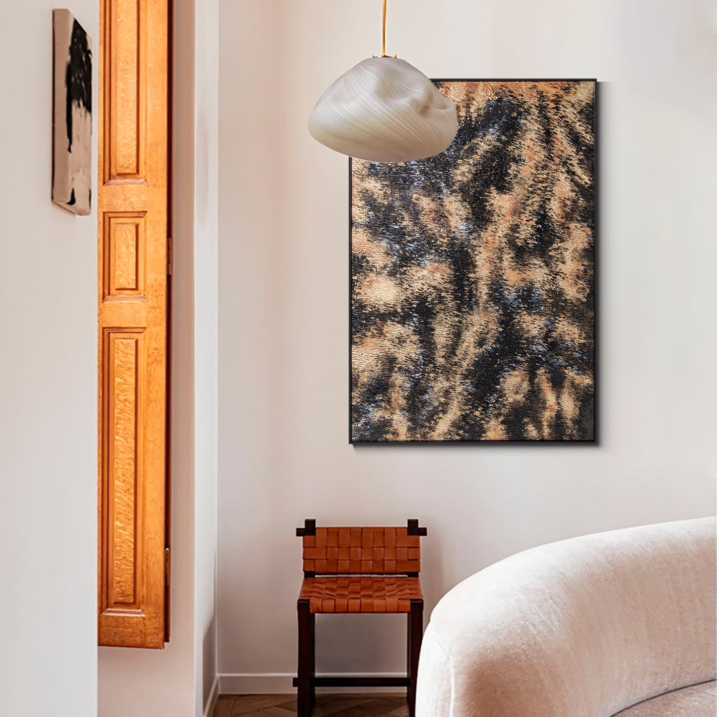 Original black and gold texture acrylic painting