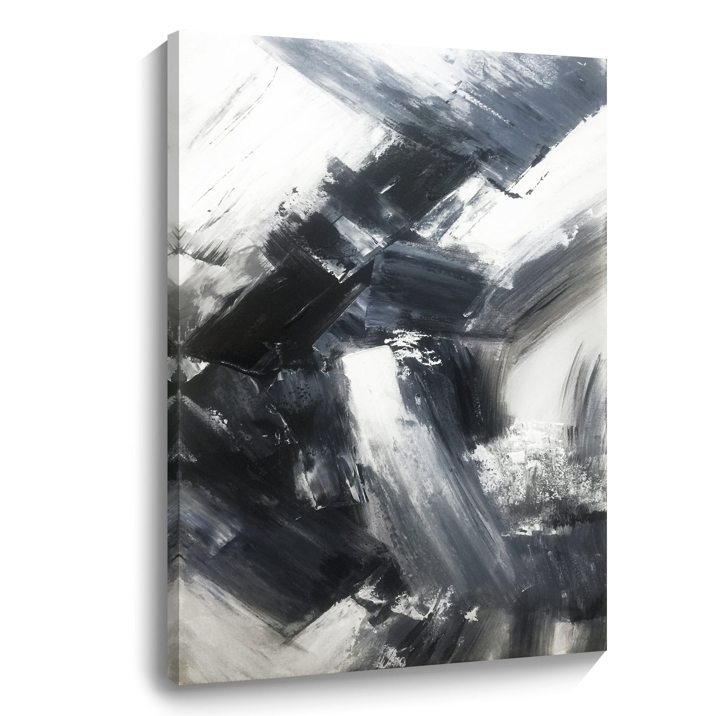 Black, white and gray simple wall art, hand-painted oil painting
