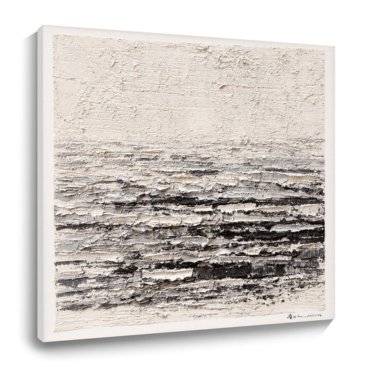 Black and white abstract thick texture painting