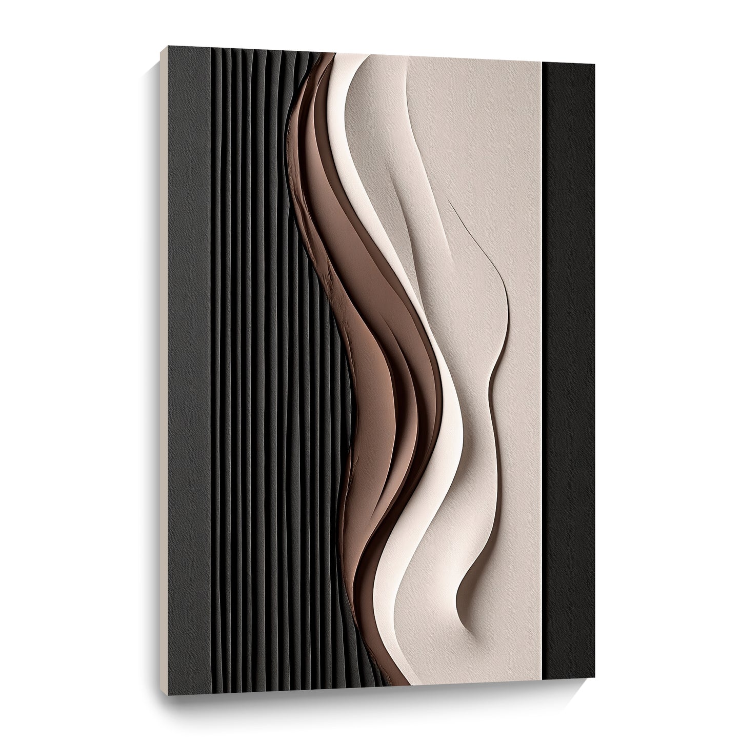 Beige and Brown Black Wall Sculptures, 3D Wood Wall Art, Minimalist Wall Hanging Home Decor