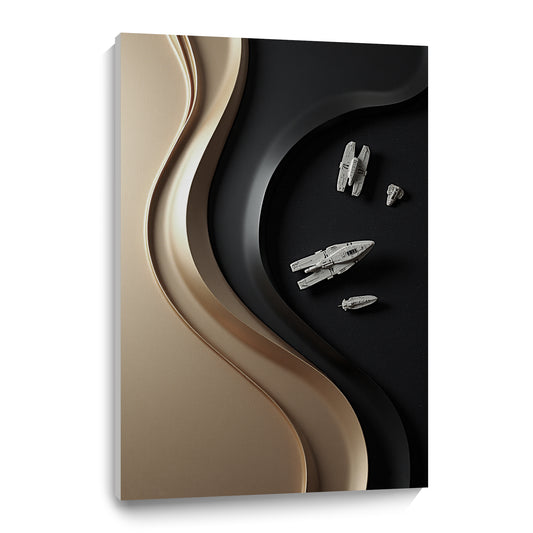 Black and brown wall sculpture, 3D wooden wall art, simple wall decoration.