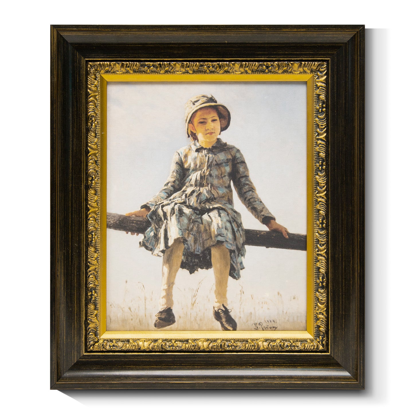 Solid Wood Frame for 8x10 Canvas Paintings, Finished Antique Ornate Black Gold Canvas Frames for Oil Painting Art Prints, for Home Living Room Wall Decor (Empty Frame Only, No Backboard and Glass)