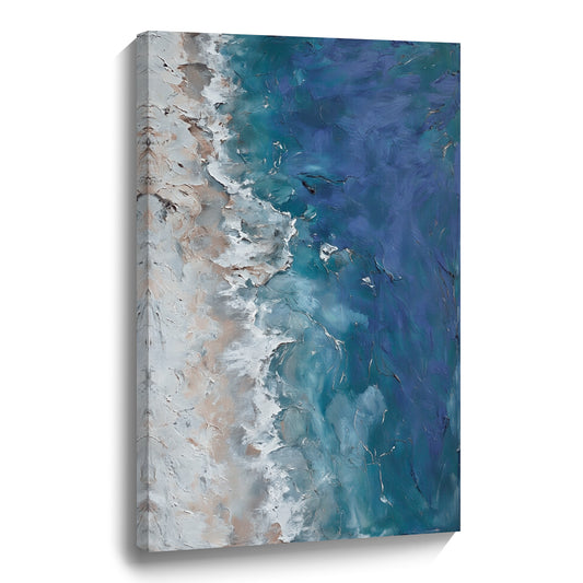 "Sea of Healing" modern abstract wall art, hand-painted oil painting.