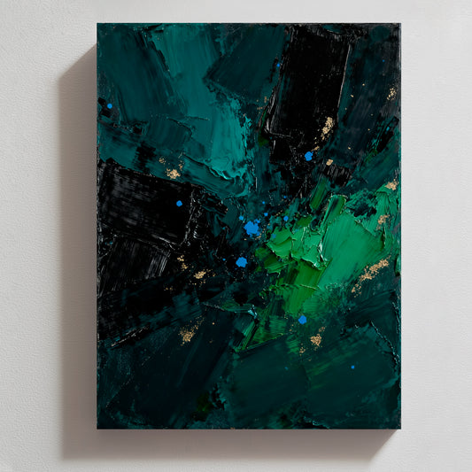 Abstract Oil Painting Wall Art Handmade Canvas Painting, Modern Home Decor Hand Painted: Green