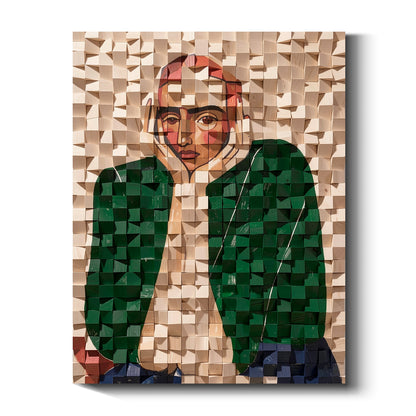 Modern Wooden Wall Art 3D Wood Wall Decor for Living Room:Portrait Thinker