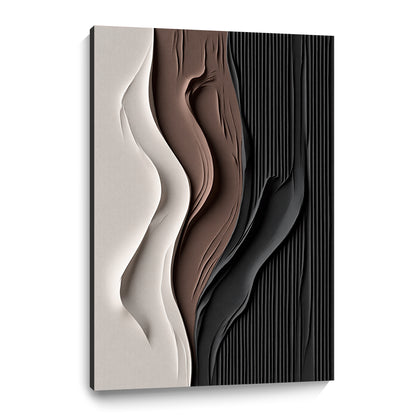 Beige and Brown Black Wall Sculptures, 3D Wood Wall Art, Minimalist Wall Hanging Home Decor