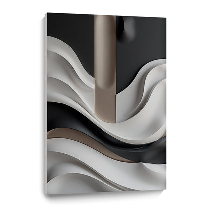 Beige, black and brown wall sculptures, 3D wooden wall art, simple wall-hung home decoration.