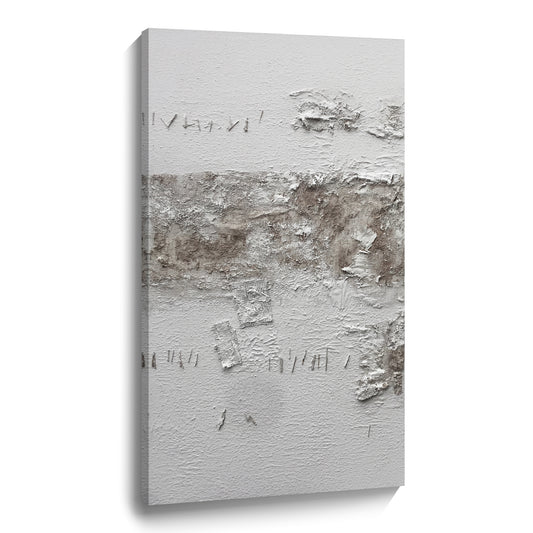 Gray+white wall art, hand-painted oil painting