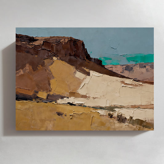Hand-Painted Abstract Gobi Desert Oil Painting, Modern Minimalist Wall Art for Living Room, Entryway