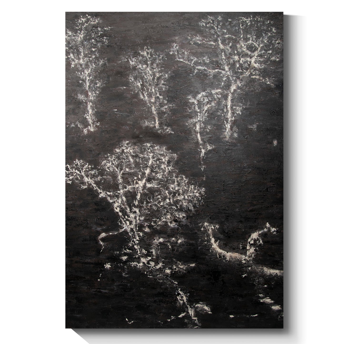 Black abstract wall art, hand-painted oil painting