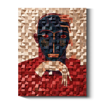 Modern Wooden Wall Art 3D Wood Wall Decor for Living Room:Portrait Thinking