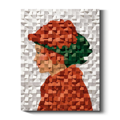 Modern Wooden Wall Art 3D Wood Wall Decor for Living Room:Portrait Lady with Hat