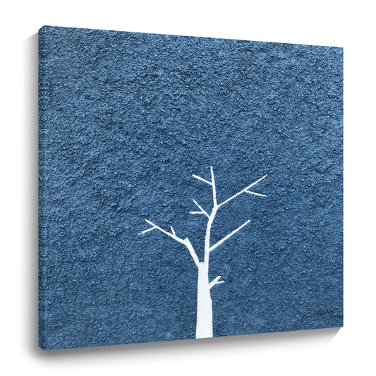Blue thick textured hand-painted oil painting