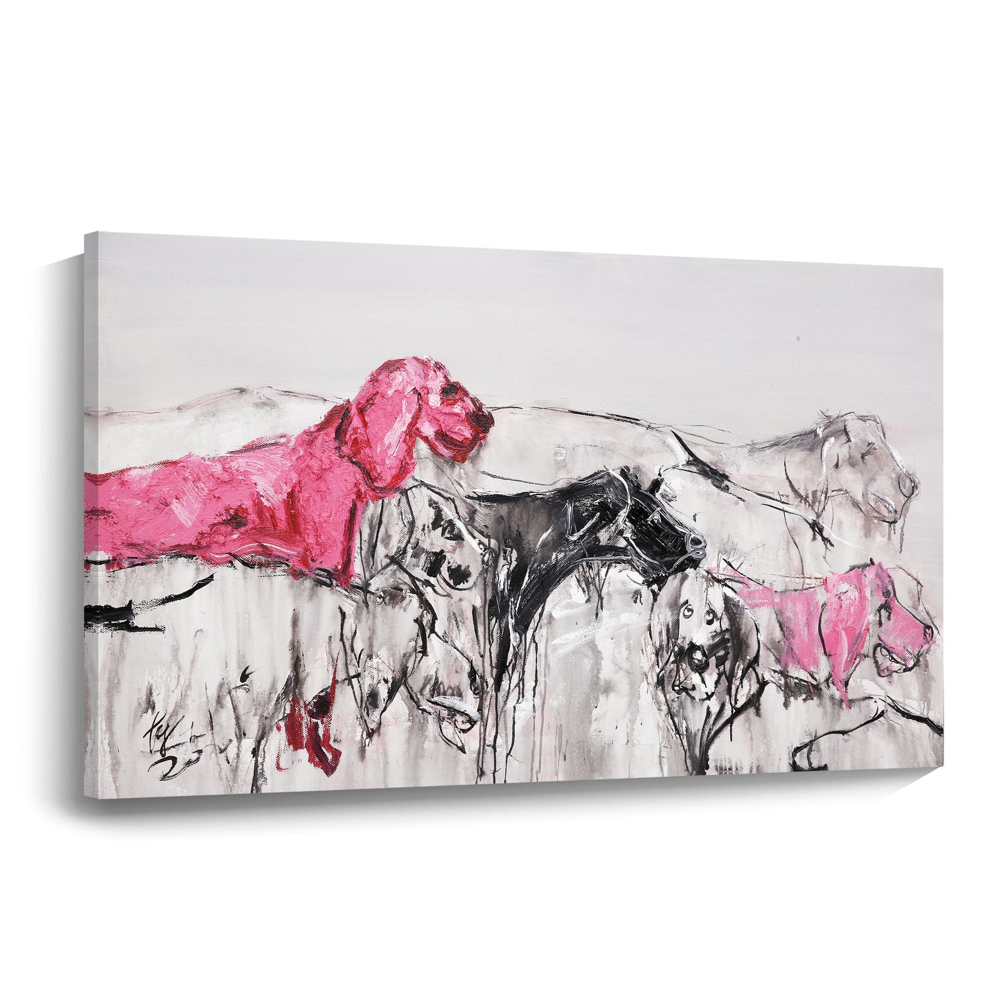 Banner modern abstract wall art, hand-painted oil painting