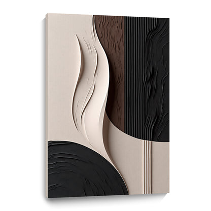 Beige and Brown Black Wall Sculptures, 3D Wood Wall Art, Minimalist Wall Hanging Home Decor