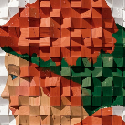 Modern Wooden Wall Art 3D Wood Wall Decor for Living Room:Portrait Lady with Hat