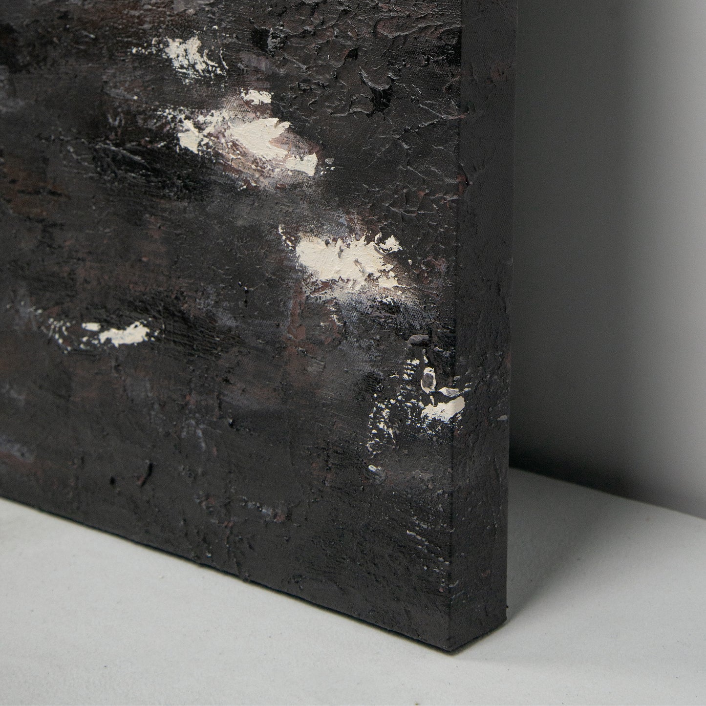 Black abstract wall art, hand-painted oil painting
