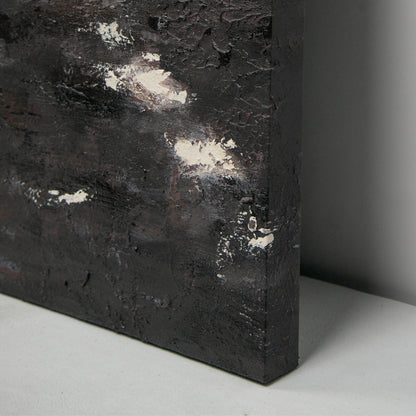 Black abstract wall art, hand-painted oil painting