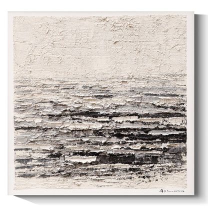 Black and white abstract thick texture painting