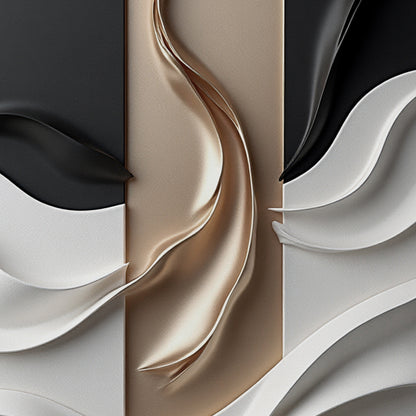 Beige, black and brown wall sculptures, 3D wooden wall art, simple wall-hung home decoration.