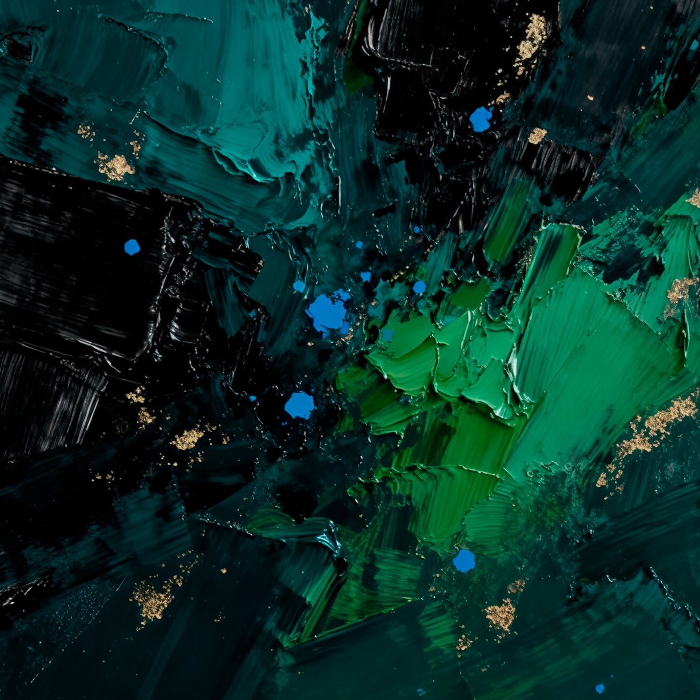 Abstract Oil Painting Wall Art Handmade Canvas Painting, Modern Home Decor Hand Painted: Green