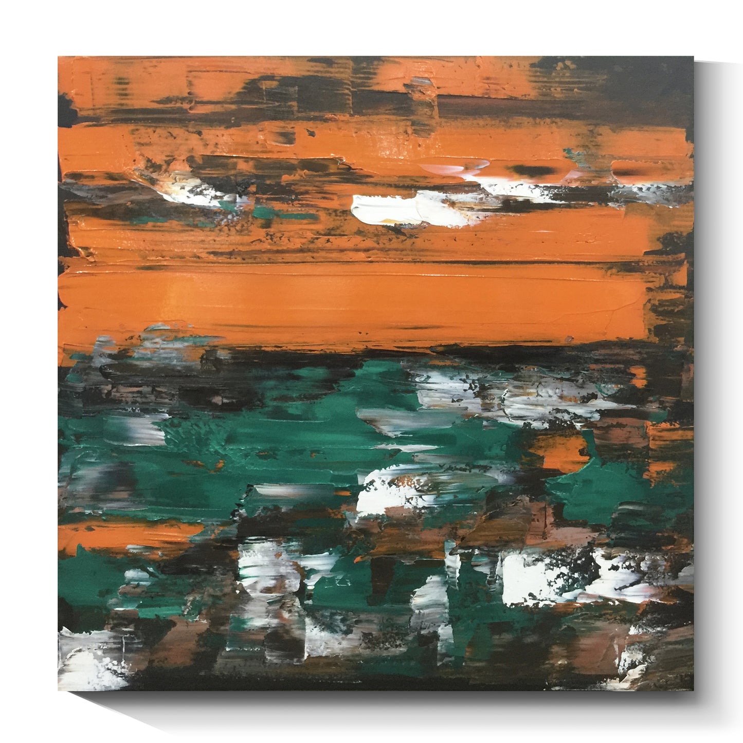 "Ink Orange Quadrant"Hand Painting