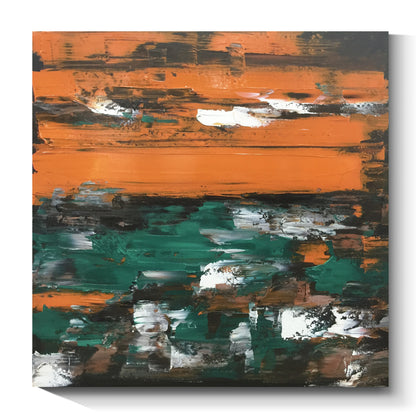 "Ink Orange Quadrant"Hand Painting