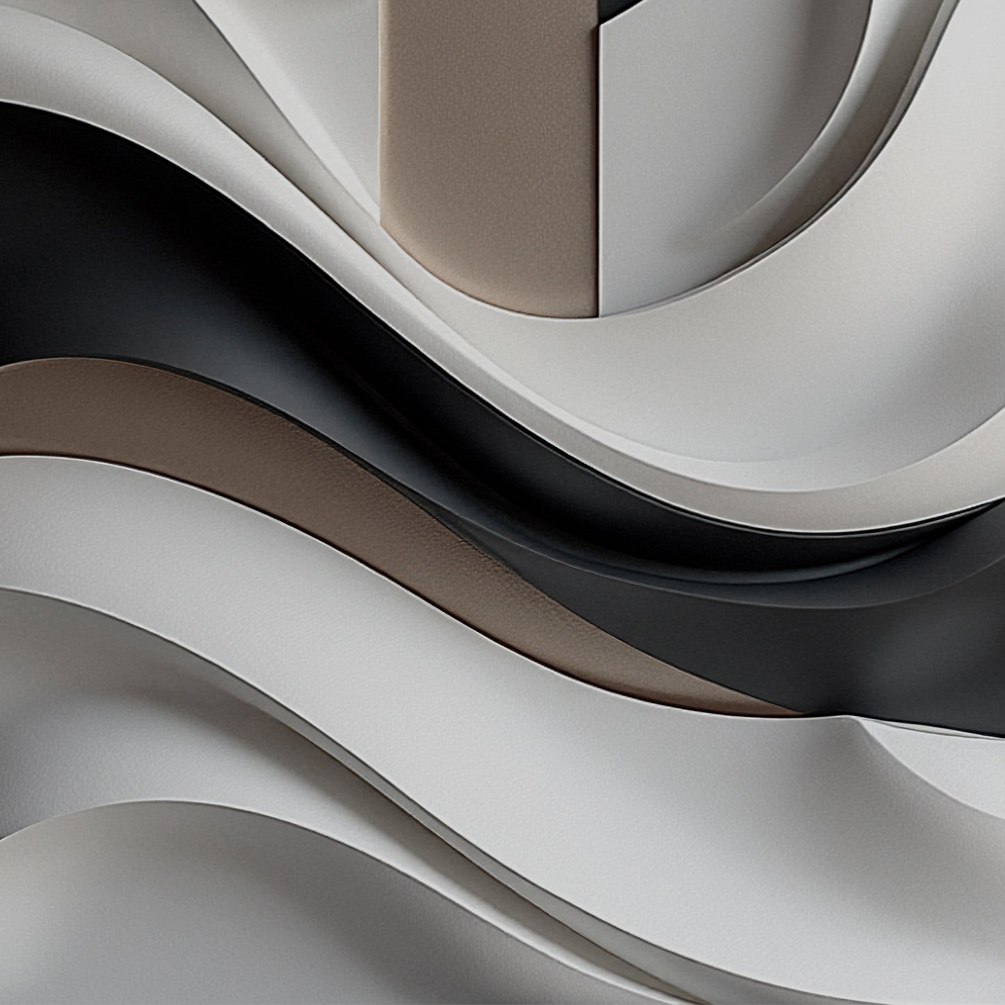 Beige, black and brown wall sculptures, 3D wooden wall art, simple wall-hung home decoration.