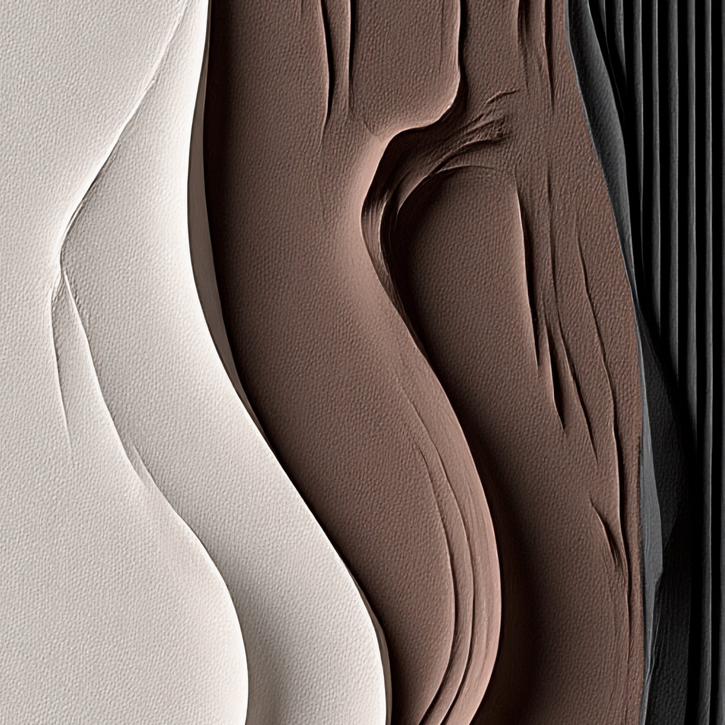 Beige and Brown Black Wall Sculptures, 3D Wood Wall Art, Minimalist Wall Hanging Home Decor