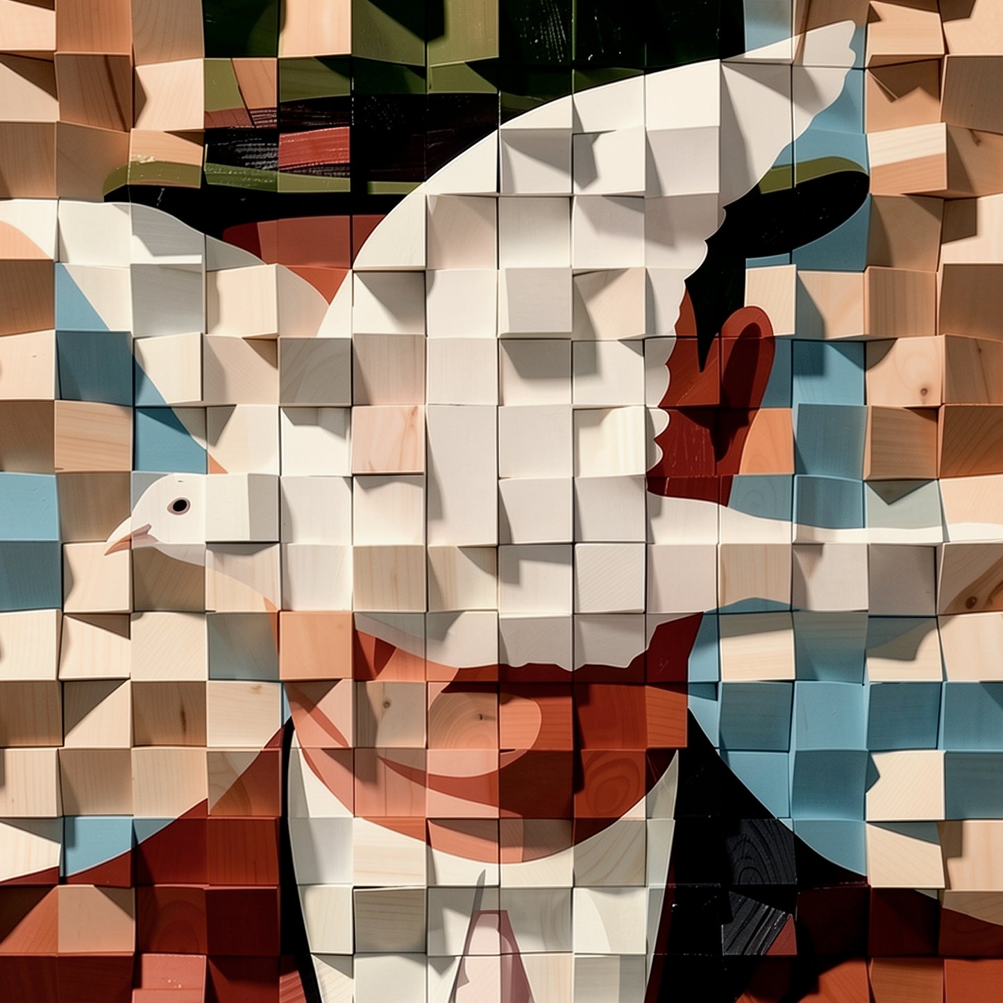 Modern Wooden Wall Art 3D Wood Wall Decor for Living Room:Gentleman in Suit and Dove