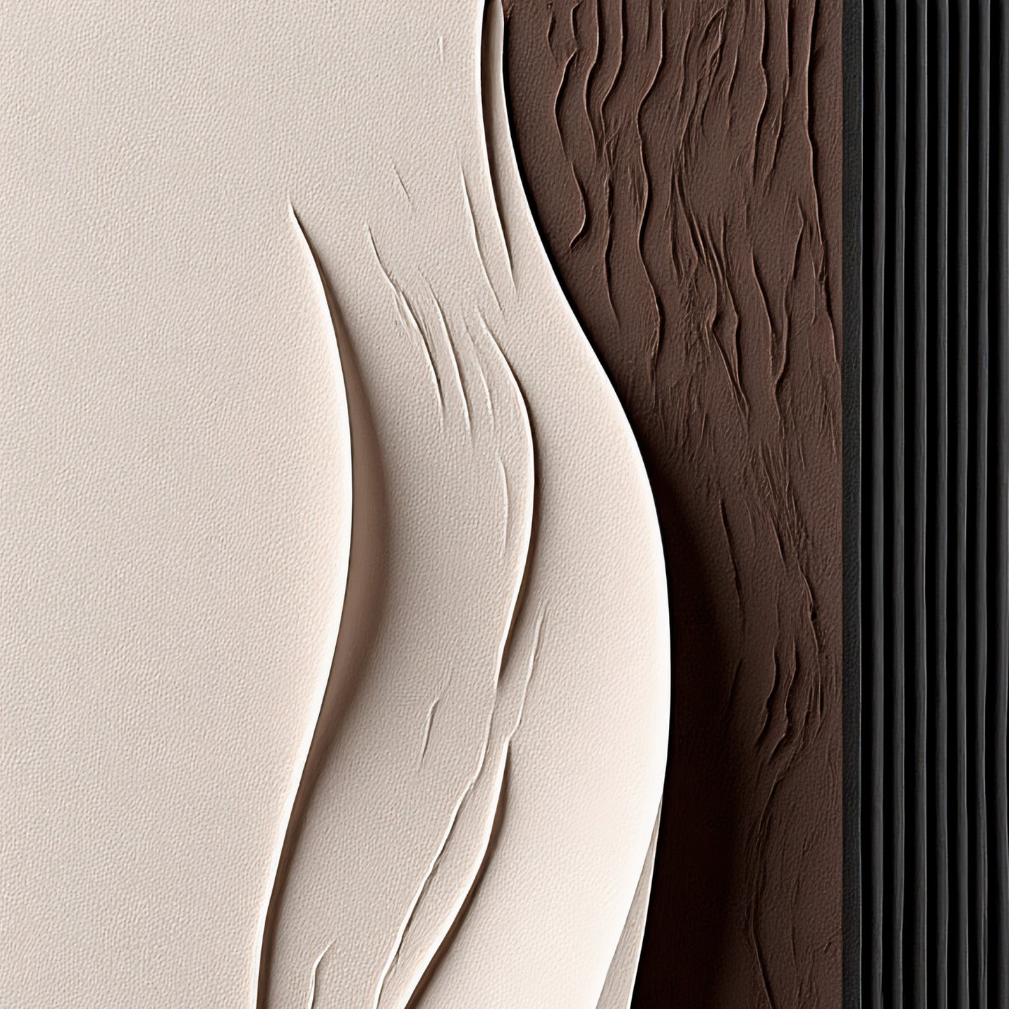 Beige and Brown Black Wall Sculptures, 3D Wood Wall Art, Minimalist Wall Hanging Home Decor