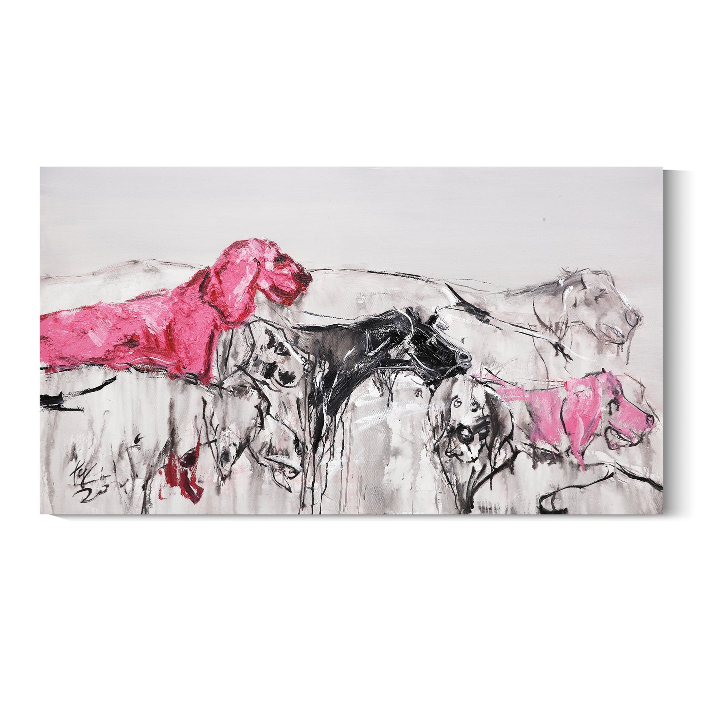 Banner modern abstract wall art, hand-painted oil painting