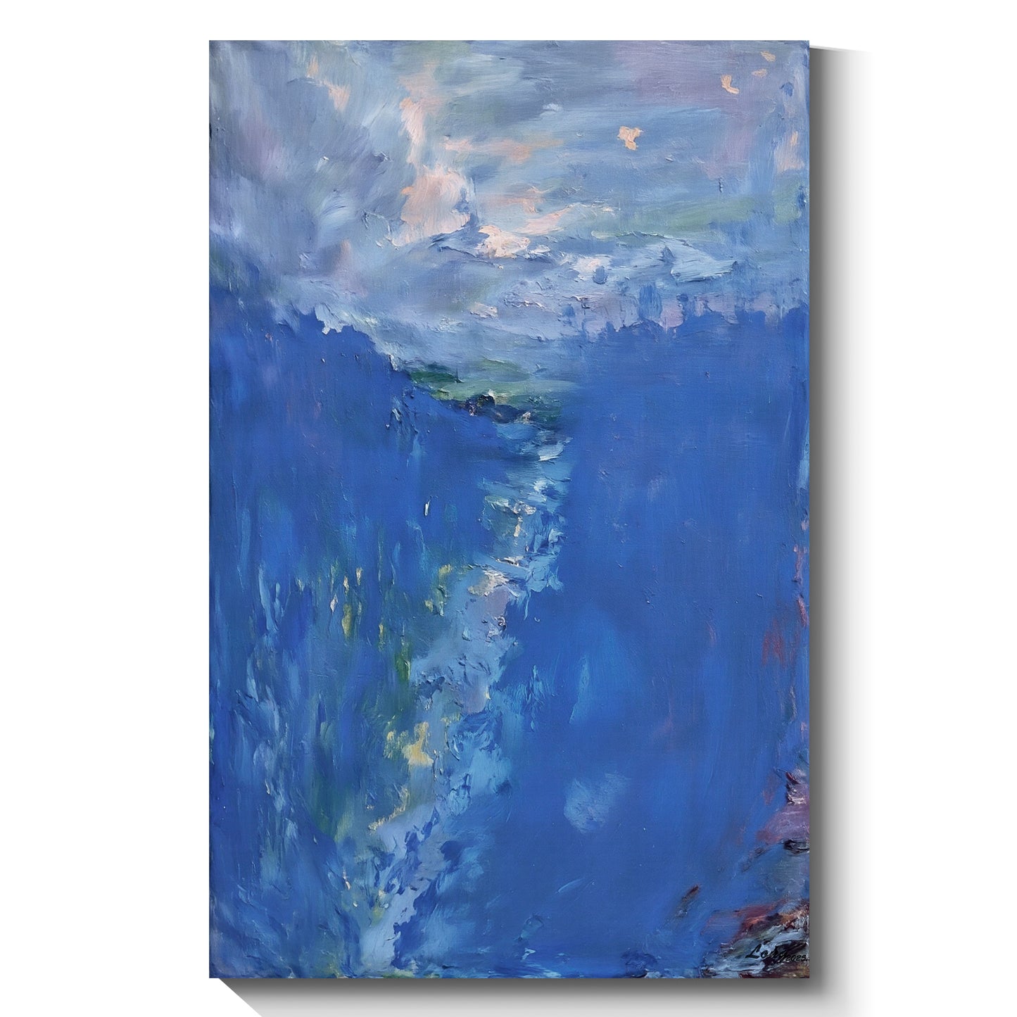 "Sea of Healing" modern abstract wall art, hand-painted oil painting.