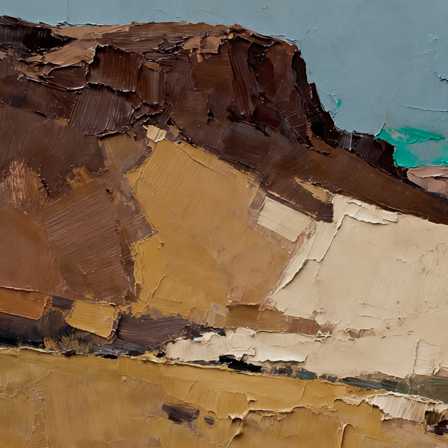 Hand-Painted Abstract Gobi Desert Oil Painting, Modern Minimalist Wall Art for Living Room, Entryway