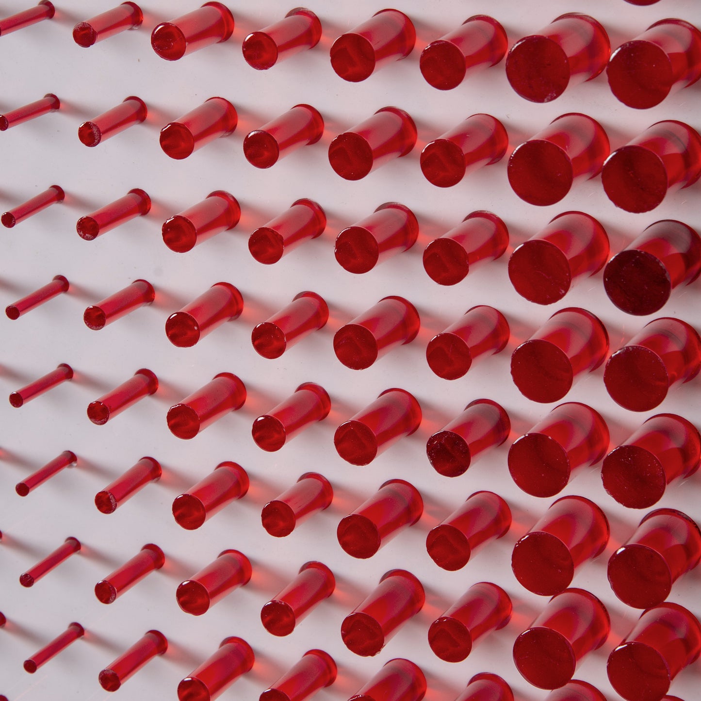 Red Acrylic cylinder installation art