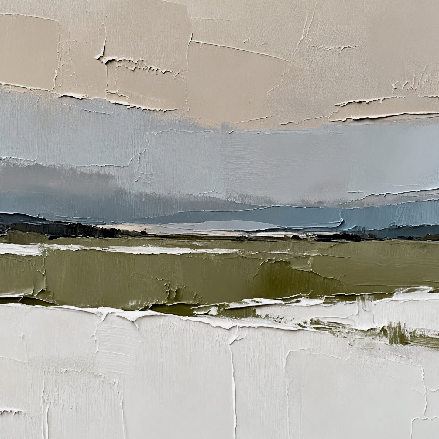 Hand-printed Minimalist Abstract Landscape Oil Painting Wall Art Handmade Canvas Painting