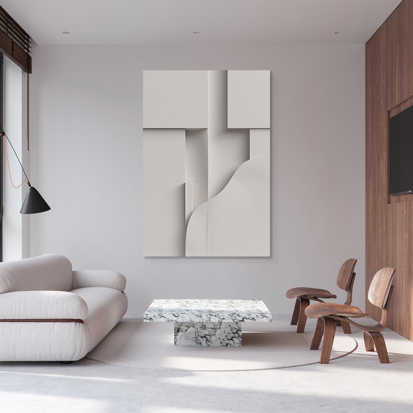 Beige Wall Sculptures, 3D Wood Wall Art, Minimalist Wall Hanging Home Decor