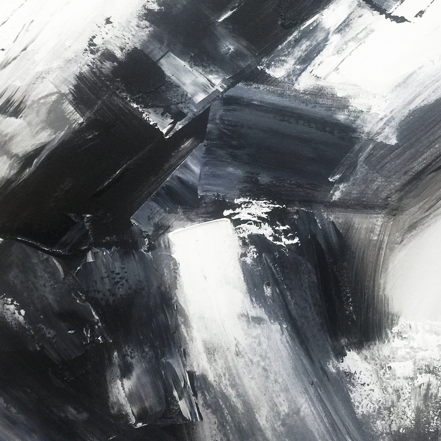 Black, white and gray simple wall art, hand-painted oil painting