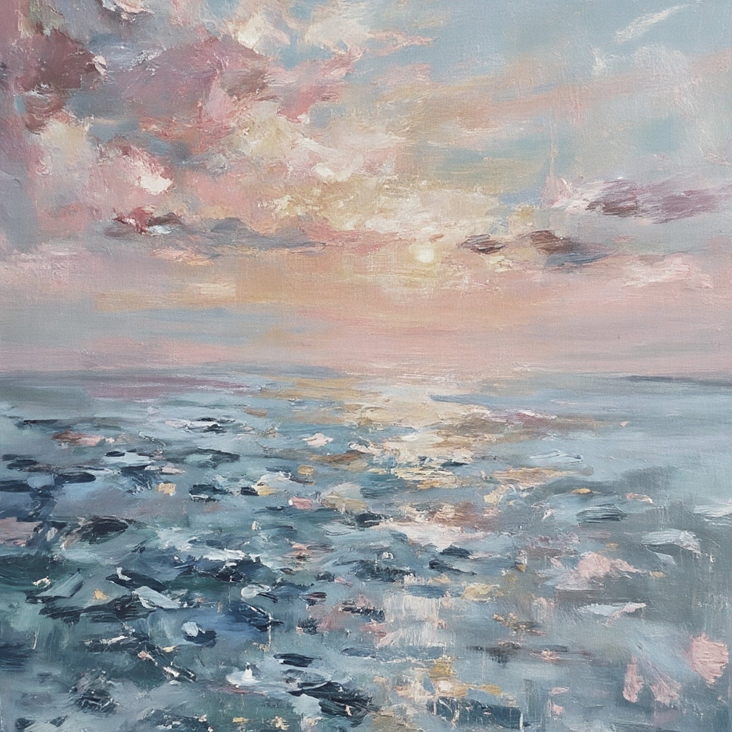 "Flower Sea" modern abstract mural art, hand-painted oil painting.