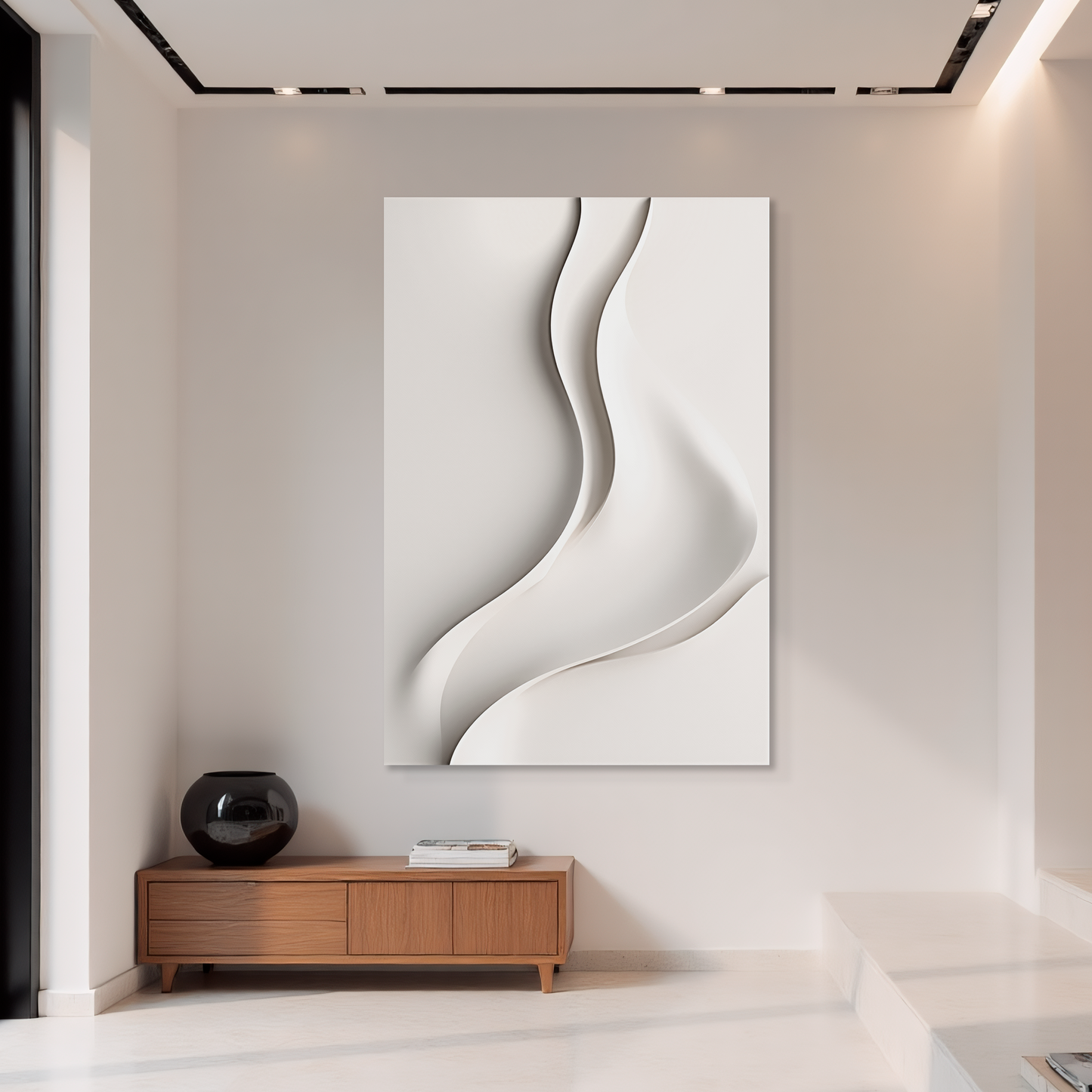 "flow"Beige Wall Sculpture 3D Wood Wall Art